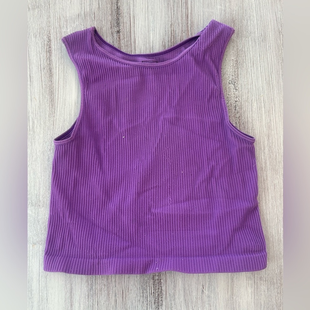 Malibu Sugar Girls One Size Purple Ribbed Tank Top Boutique
